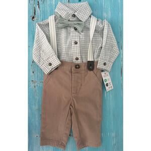 Carter's 4-Piece Bow Tie And Suspenders Outfit Set Size 3 Months